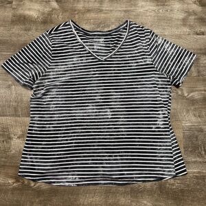 Terra & Sky Striped Short Sleeve Shirt Size 2x